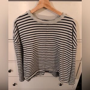 Madewell Black & White Striped Long-Sleeve Cotton Jersey Top – Size L